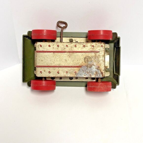 Vntg MARX Wind Up Tank Toy Green Military Army Tank Tin Litho Made In USA - Picture 7 of 11